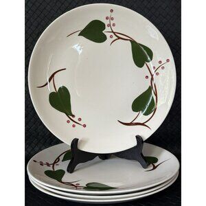 Canonsburg Pottery 9 Inch Dinner Plates Set Of 4 Stanhome Ivy Skyline USA c1955
